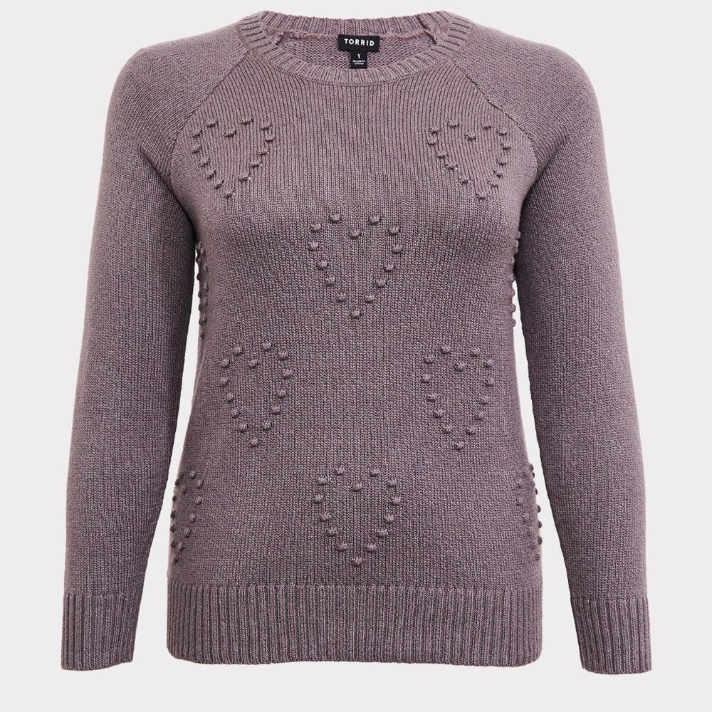 Torrid Grey Rib Textured Heart Raglan Sweater 4x - Picture 4 of 10
